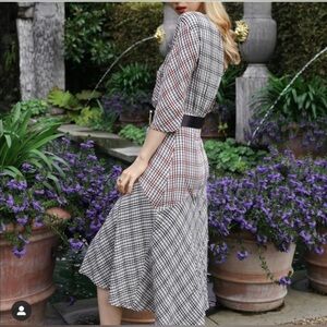 Zara Checkered Midi Dress in Red and Black Size XS‎